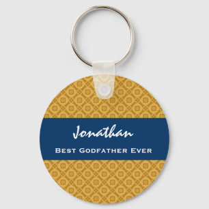 Best GODFATHER Gold and Navy Custom Gift Idea Keychain