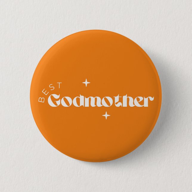 Best Godmother Card (Mustard Background) 2 Inch Round Button (Front)