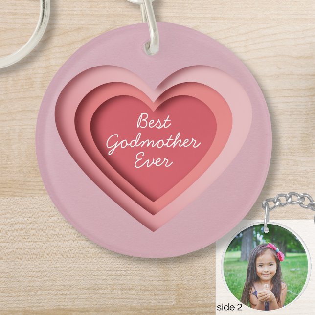Best Godmother Ever Custom Photo Heart Keychain (Creator Uploaded)