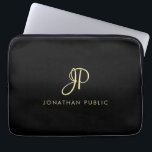 Best Gold Calligraphy Monogram Minimalist Template Laptop Sleeve<br><div class="desc">Create Your Own Custom Modern Elegant Black Faux Gold Calligraphy Monogram Template Electronics Bag / Tablet & Laptop Cases / Neoprene Laptop Sleeve 13 inch.</div>