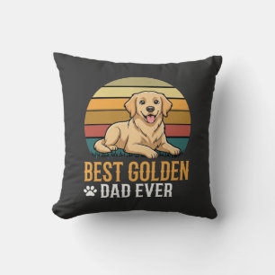 Best Golden Retriever Dad Ever Retro Dog Throw Pillow