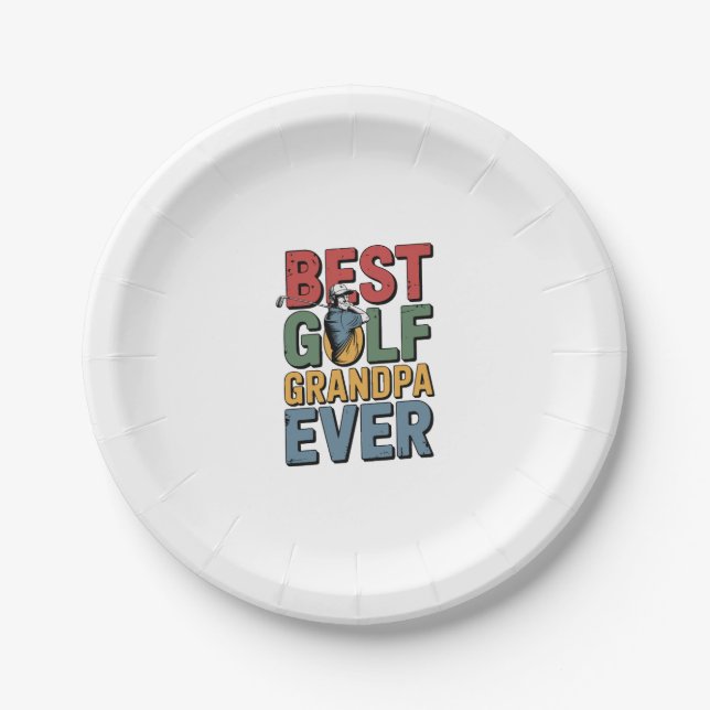 Best Golf Grandpa Ever Paper Plate (Front)