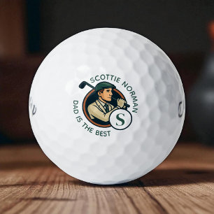 Best Golfer Dad Retro Monogrammed Golf Balls