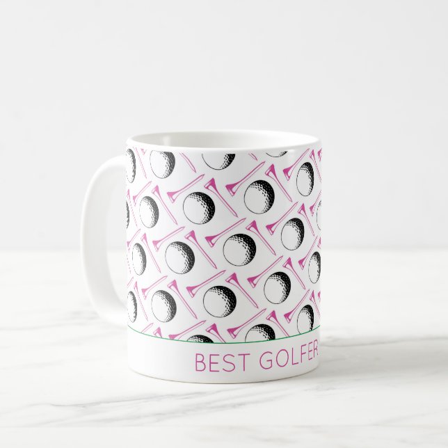 Best Golfer Ever Golf Ball Tee pink green classic Coffee Mug (Front Left)