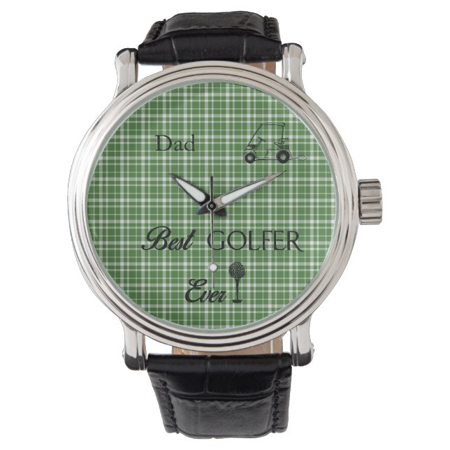 Best Golfer Green Plaid Watch (Front)