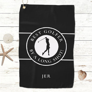 Best Golfer Long Shot Humour Sports Custom Black Golf Towel