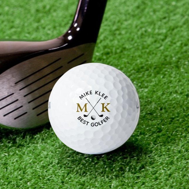 Best Golfer Monogram Modern  Golf Balls (Creator Uploaded)