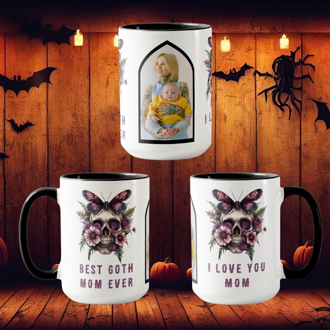 Best Goth Mom Ever Skull Moth Purple Mother's Day Mug (Creator Uploaded)
