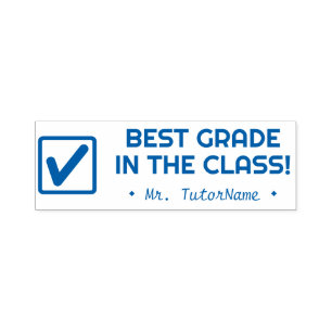 "BEST GRADE IN THE CLASS!" + Custom Teacher Name Self-inking Stamp