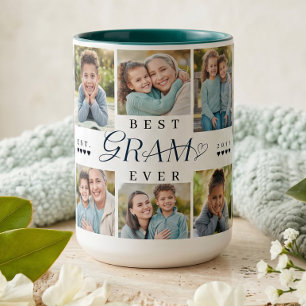 Best Gram Ever Personalized 8 Photo Collage Gift Two-Tone Coffee Mug
