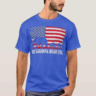 Best Grampa Bear Ever USA American Flag Father's D T-Shirt