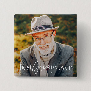 Best Grampa Ever Modern Simple Elegant Photo 2 Inch Square Button
