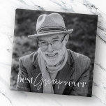 Best Grampa Ever Modern Simple Elegant Photo 2 Inch Square Button<br><div class="desc">This simple and modern design is composed of serif and cursive typography and add a custom photo</div>