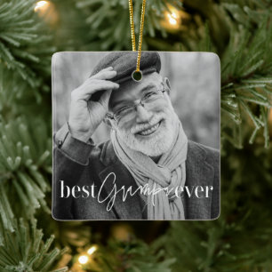 Best Grampa Ever Modern Simple Elegant Photo Ceramic Ornament