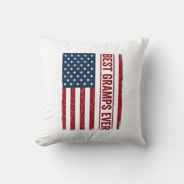 Best Gramps Ever Patriotic Flag Vector Design_1 Throw Pillow (Front)