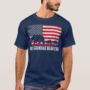 Best Grandad Bear Ever USA American Flag Father's T-Shirt