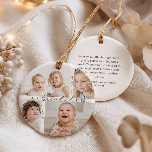 Best Grandad Ever 4 Photo Grandchildren Christmas Ceramic Ornament
