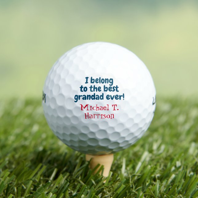 Best Grandad Ever Custom Name Grandfather Golf Balls (Insitu Tee)