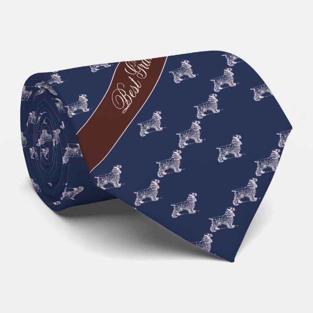 Best Grandad's dog pattern navy Neck Tie (Rolled)