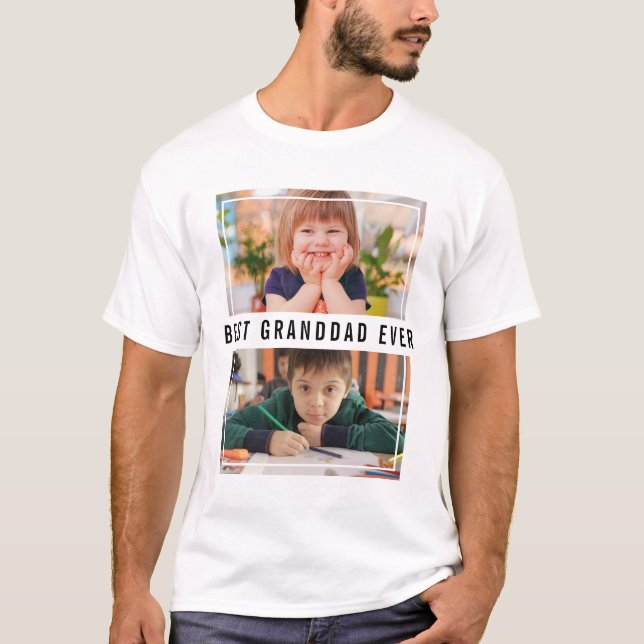 Best Granddad Ever Grandchildren 2 Photo Collage T-Shirt (Front)