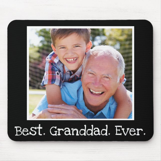 Best Granddad Ever Photo Personalized Black  Mouse Pad (Front)