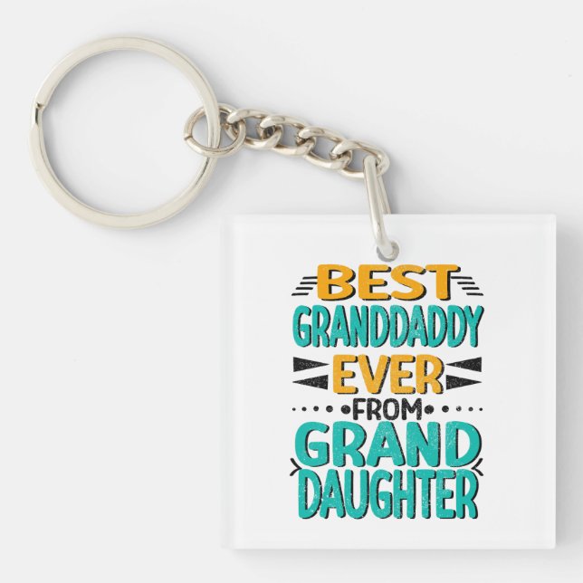 Best Granddaddy Ever Granddaughter, Green Orange Keychain (Front)