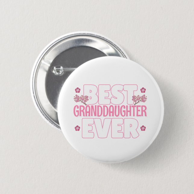 Best Granddaughter Ever - Cherry Blossoms 2 Inch Round Button (Front & Back)