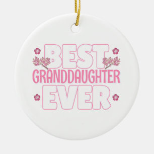 Best Granddaughter Ever - Kawaii Cherry Blossoms Ceramic Ornament