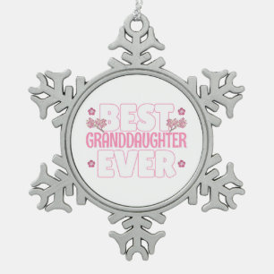 Best Granddaughter Ever - Kawaii Cherry Blossoms Snowflake Pewter Christmas Ornament