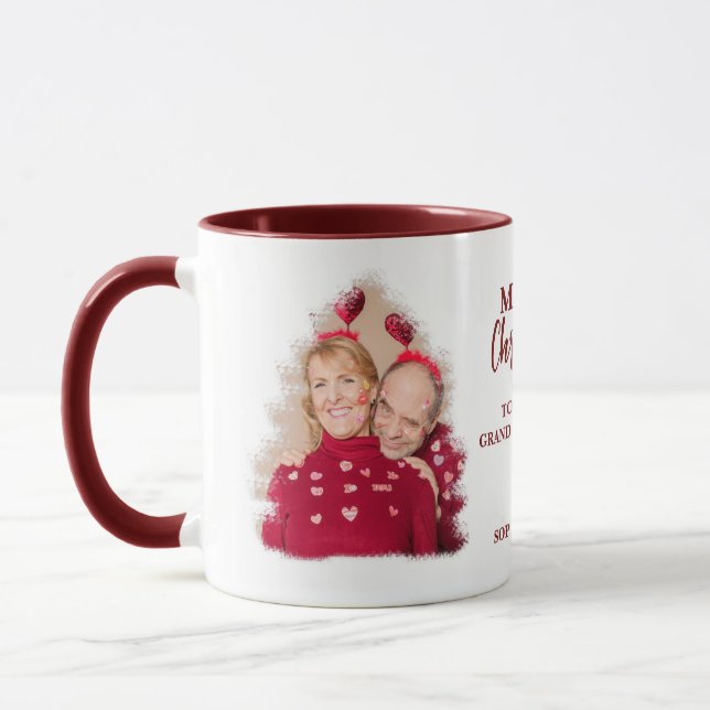 Best Grandma and Grandpa Ever Red Christmas Mug (Left)