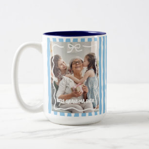 Best Grandma Birthday Gift Grandkids Custom Photo Two-Tone Coffee Mug