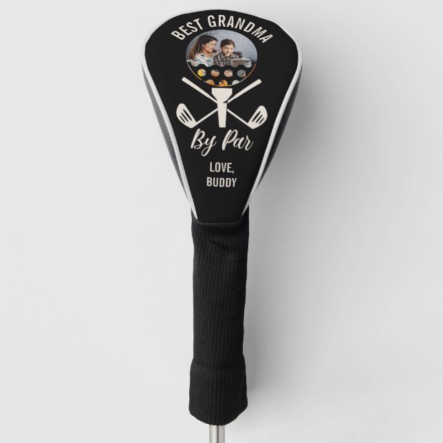 Best Grandma by Par & Custom Photo Mother's Day Golf Head Cover (Front)