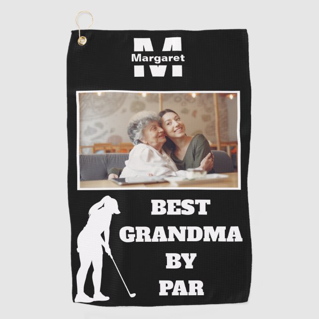 Best Grandma By Par Golf with Custom Photo  Golf Towel (Front)