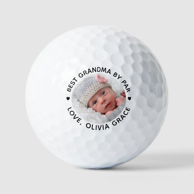 Best GRANDMA By Par Personalized Photo Golf Balls (Front)