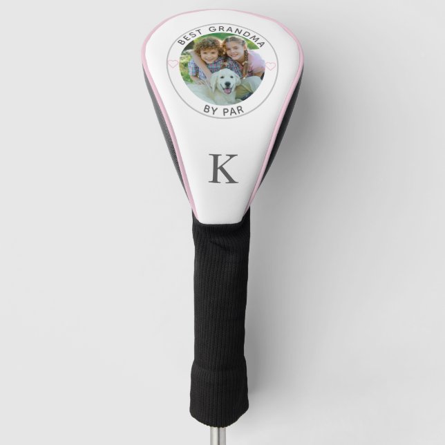 BEST GRANDMA BY PAR Photo Monogram Custom Golf Head Cover (Front)
