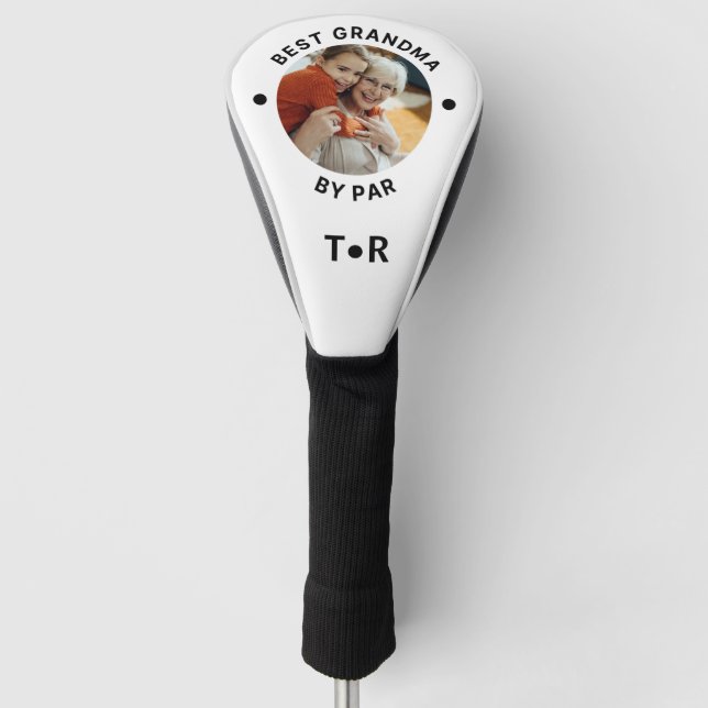 Best Grandma By Par Photo Monogram Golf Head Cover (Front)