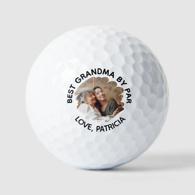 Best Grandma by Par with Custom Photo & Text Golf Balls (Front)