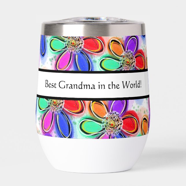 Best Grandma Colourful Artsy Flowers Love NAME (Front)