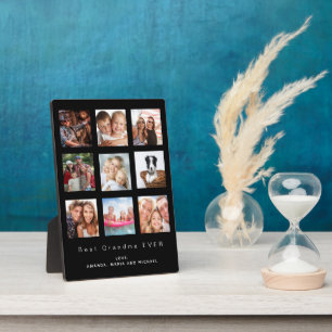 Best Grandma custom family photo collage black Plaque
