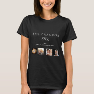 Best grandma custom family photo collage black T-Shirt