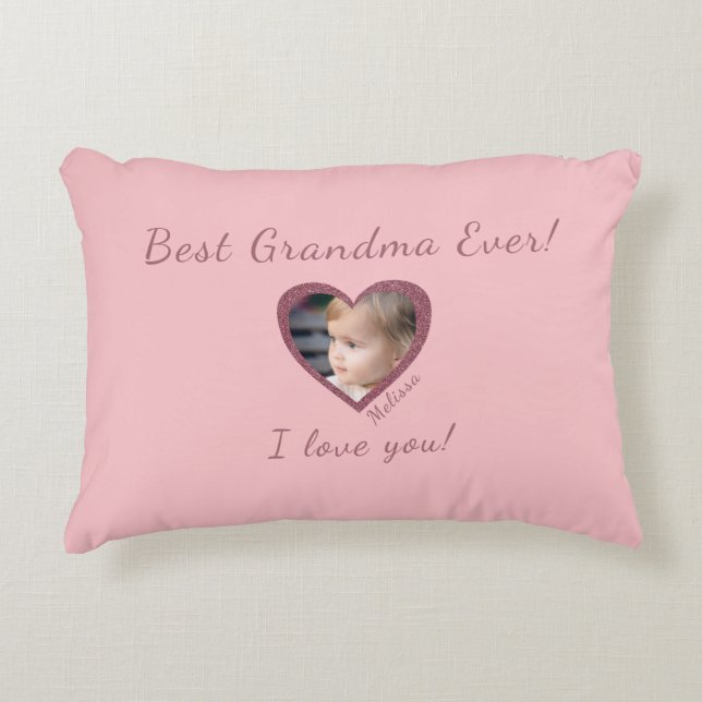 Best Grandma Custom Grandkid Photo Template  Accent Pillow (Front)
