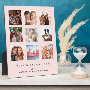 Best grandma custom photo family collage rose gold plaque