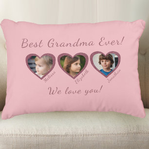 Best Grandma Custom Three Photo Template Accent Pillow