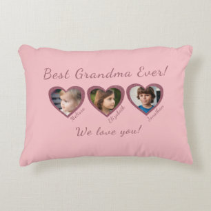 Best Grandma Custom Three Photo Template  Accent Pillow
