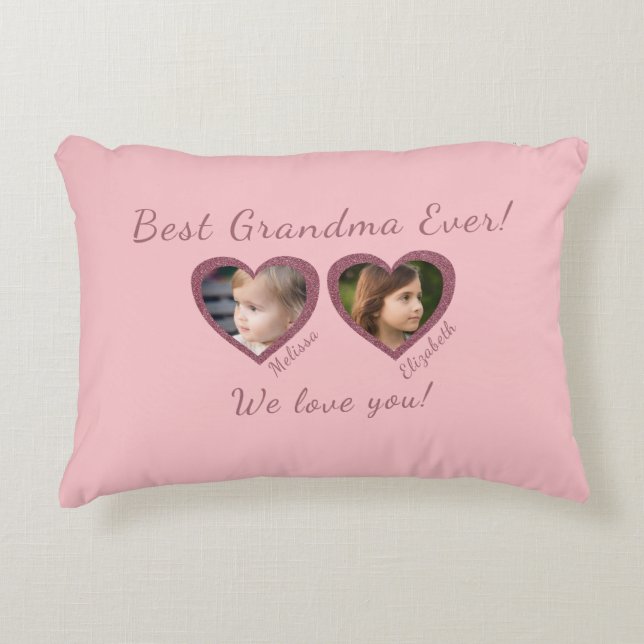 Best Grandma Custom Two Photo Template  Accent Pillow (Front)