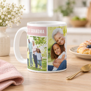 Best Grandma Dusty Rose Photo Collage Coffee Mug
