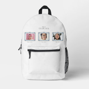 Best Grandma Est Custom Date 3 Photo Cute Preppy Printed Backpack