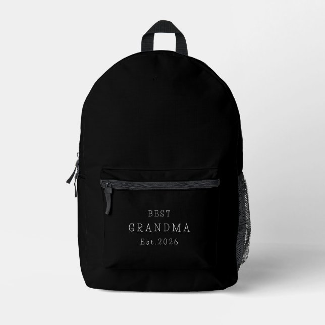 Best Grandma Est Custom Date Minimalistic Elegant Printed Backpack (Front)