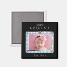 Best Grandma Est Custom Date Photo Cute Preppy