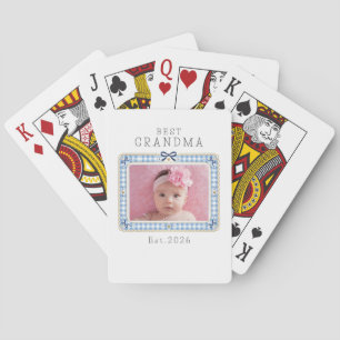 Best Grandma Est Custom Date Photo Cute Preppy Playing Cards